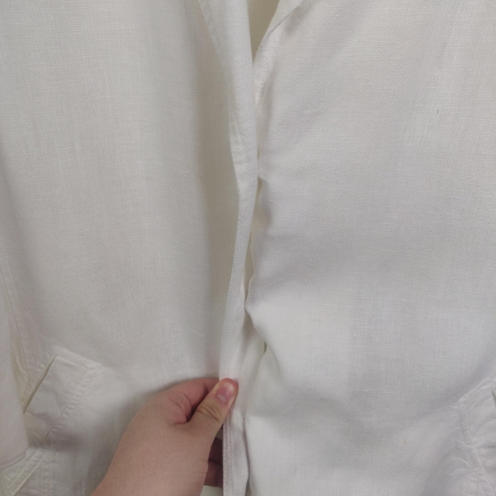 Eileen Fisher Linen Jacket Womens Plus Size 1X White Coastal Minimalist - Picture 4 of 8